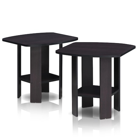 Highkey Simple Design End Table; Dark Walnut - Set of 2 LR656907
